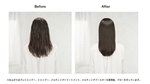 ロングヘアの女性の後ろ姿、ビフォーアフターの髪の毛