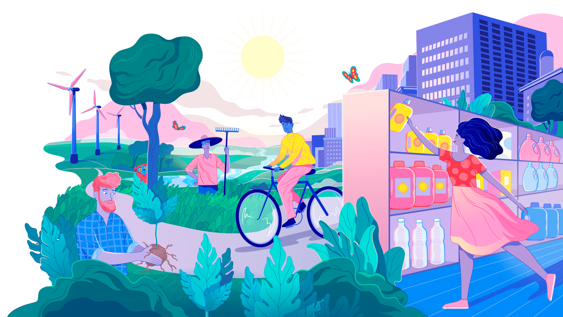 持続可能な取り組みのイラスト